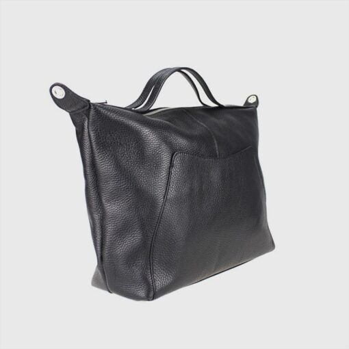 Borsa Pelle Borsa Artigianale Vera Pelle Zaini Pelle Donna Zaino Donna Pelle Borsa Zaino Pelle Borse in Pelle Artigianali Pelletteria Dhatri Nero Lato-min