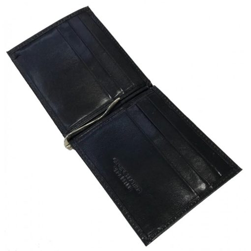 Portafoglio con fermasoldi in pelle colore nero