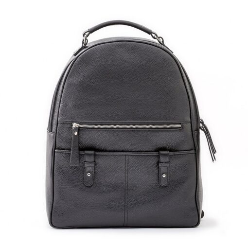 Zaino Giulio Uomo Donna Pelle Artigianale Made In Italy Lavoro Business Tempo Libero Borsa Italiana Evo Nero Fronte